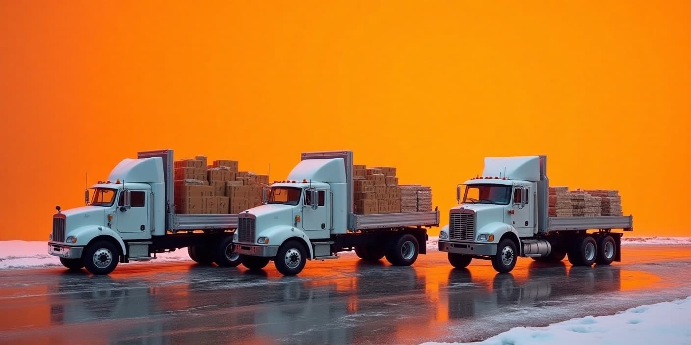 Delivery trucks loaded with materials