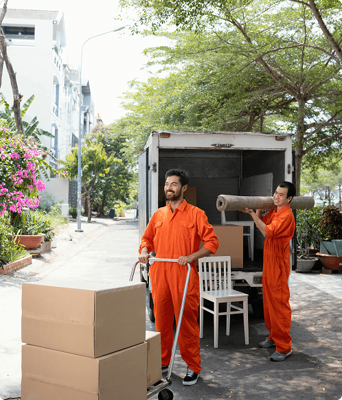Delivery person with boxes